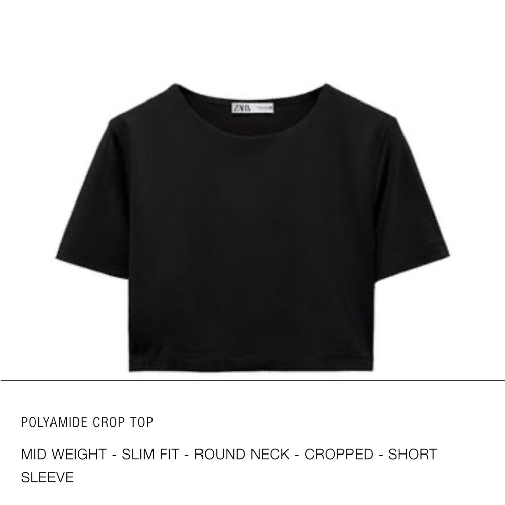 Zara Black Fitted Crop T-Shirt